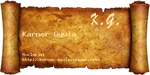 Karner Gyula névjegykártya